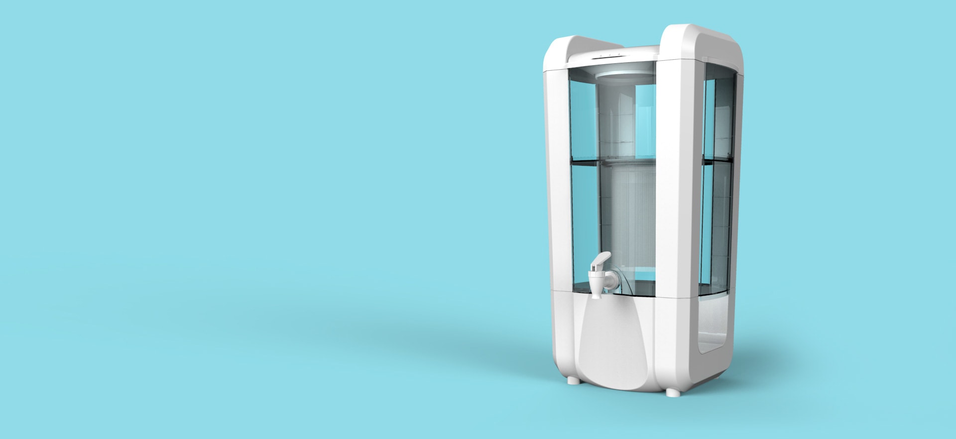 Bluebird water purifier designed by Story Design to clean polluted water for fresh drinking water supply